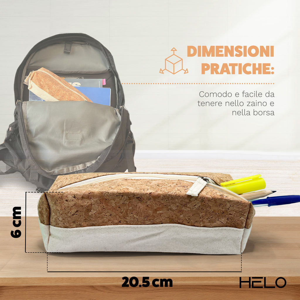 HELO Astuccio Piccolo Scuola Media e Superiore - Ecologico Portapenne 1 Scomparto