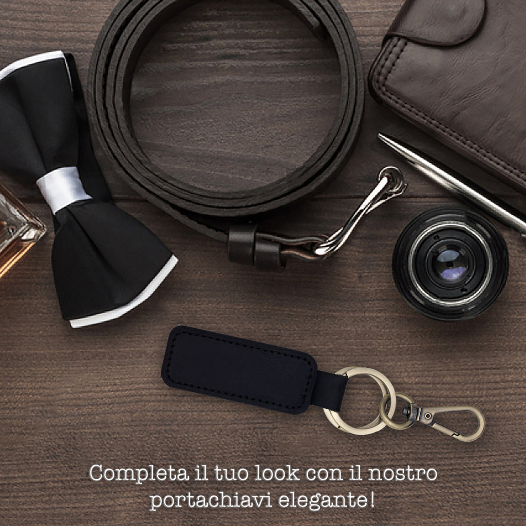 HELO Portachiavi Auto Uomo Donna in Vera Pelle con Moschettone Robusto - Design Minimal e Resistente per Uso Quotidiano e Regalo