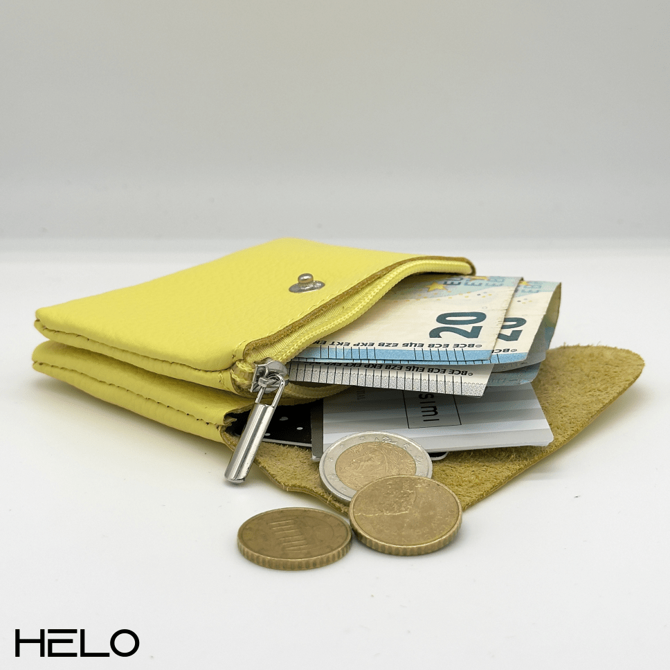 HELO Portamonete donna in Vera Pelle Made in Italy con Cerniera