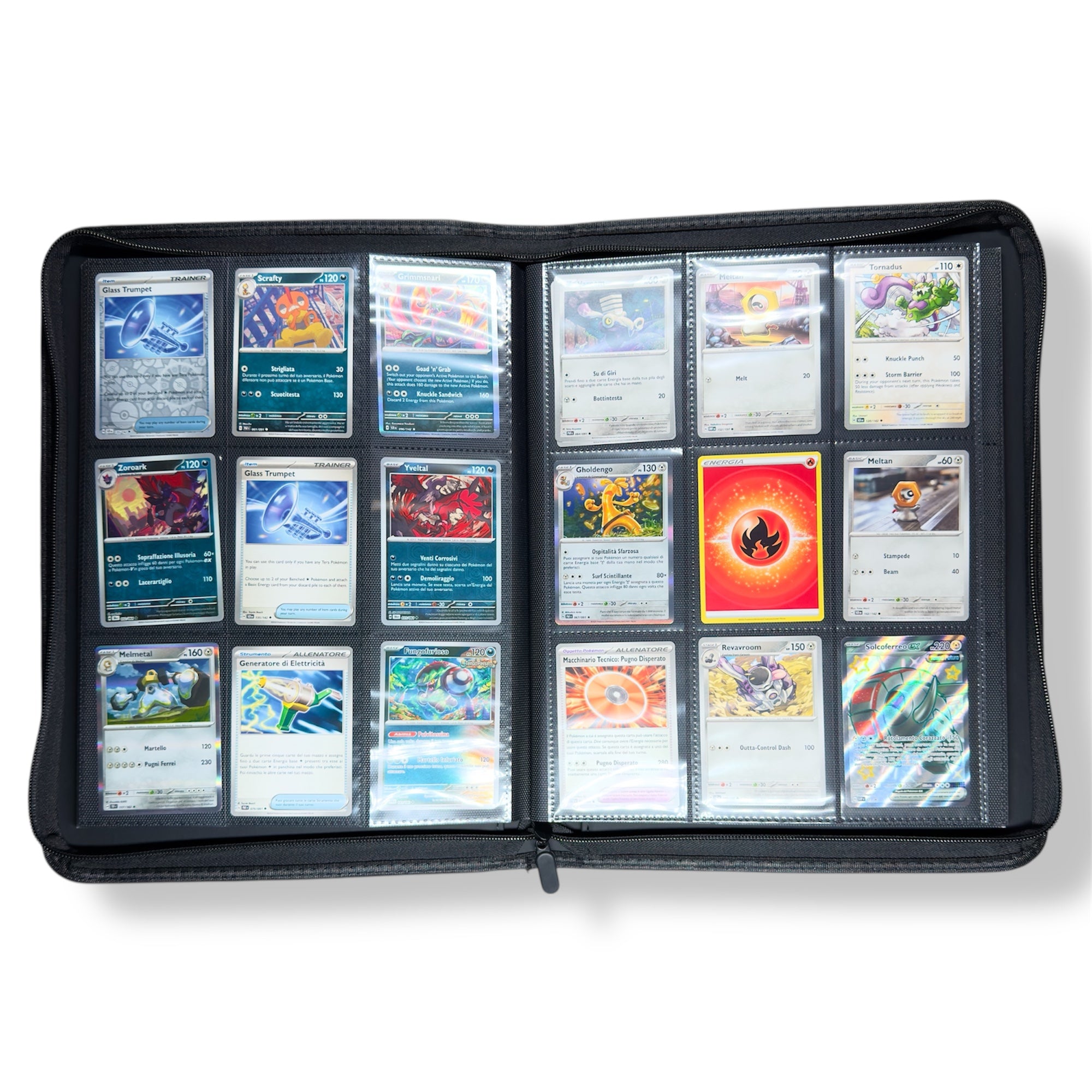 HELO Album Raccoglitore Carte 360 Tasche con Cerniera ZIP NO PVC Per Carte Collezionabili (Pokemon, Magic, Lorcana, One Piece)