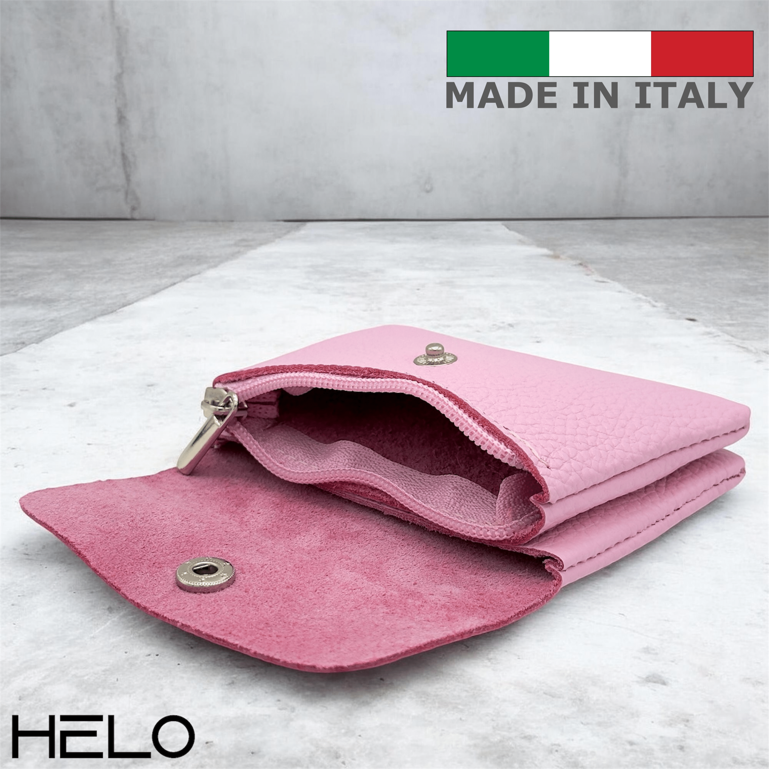 HELO Portamonete donna in Vera Pelle Made in Italy con Cerniera