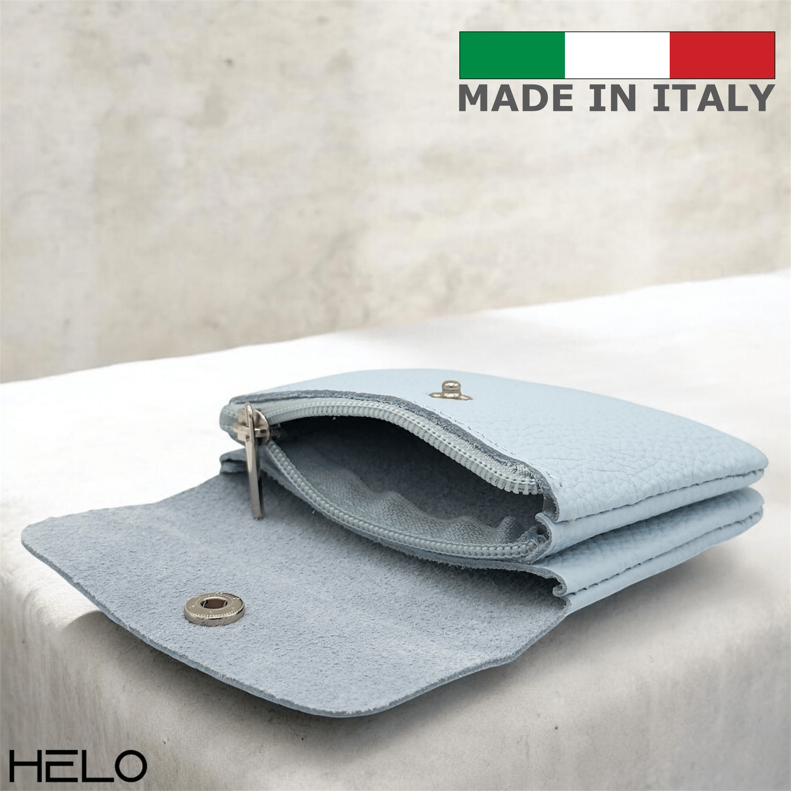HELO Portamonete donna in Vera Pelle Made in Italy con Cerniera