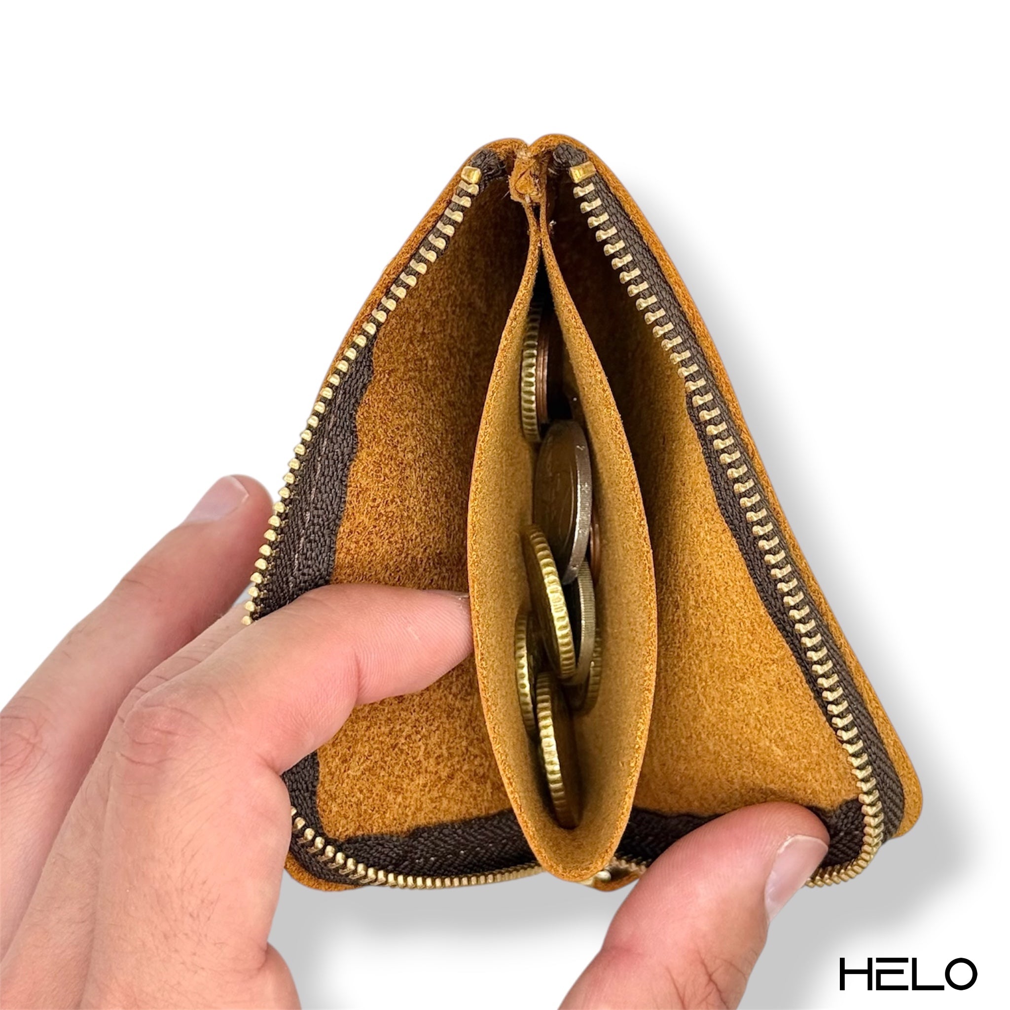 HELO Portafoglio Uomo Sottile in Vera Pelle con Portamonete