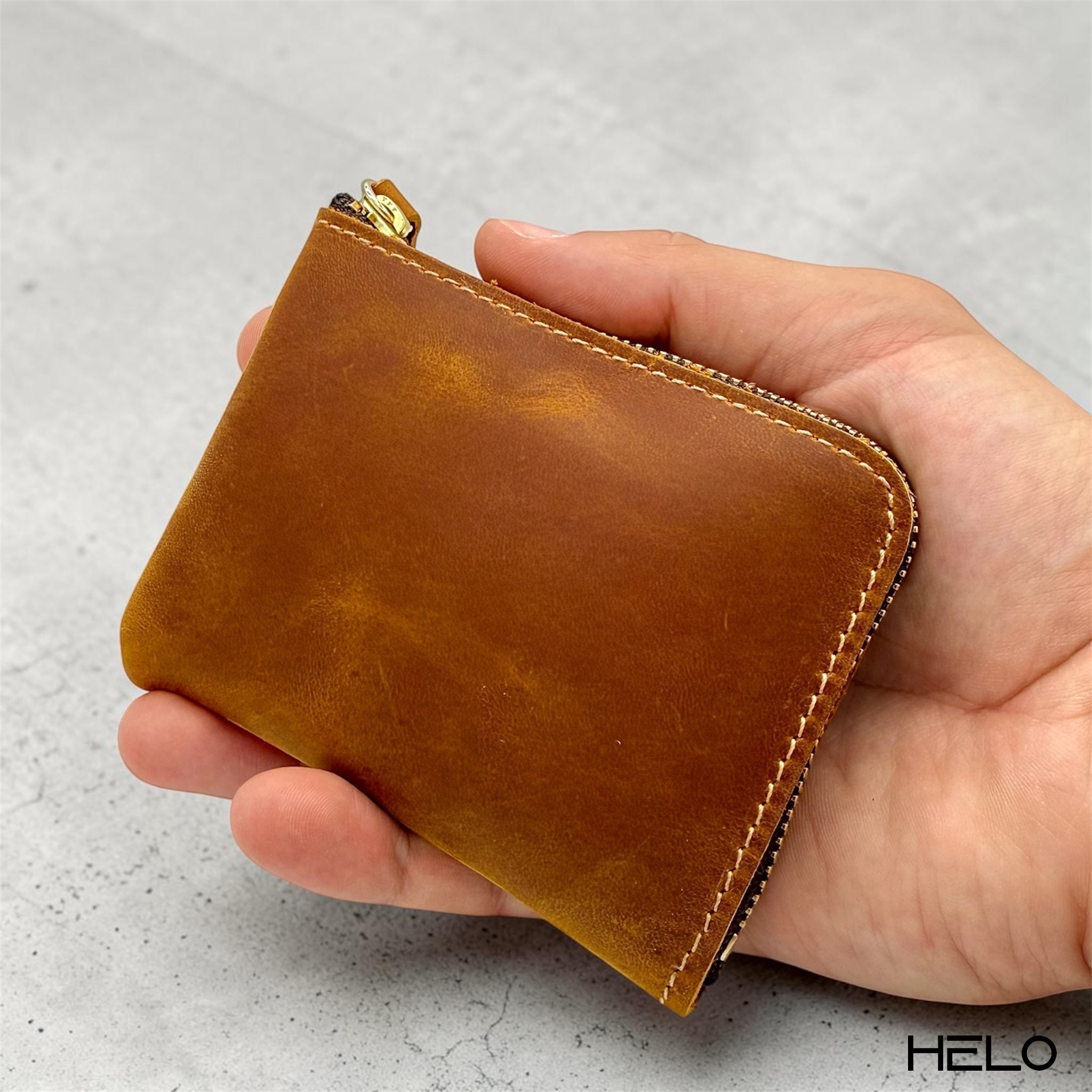 HELO Portafoglio Uomo Sottile in Vera Pelle con Portamonete