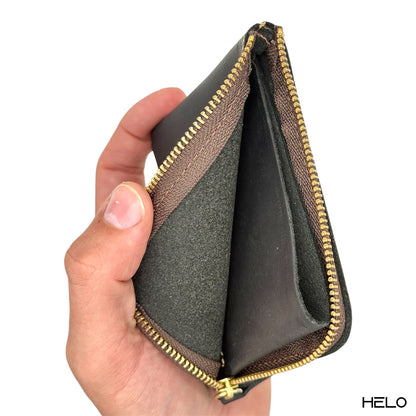 HELO Portafoglio Uomo Sottile in Vera Pelle con Portamonete