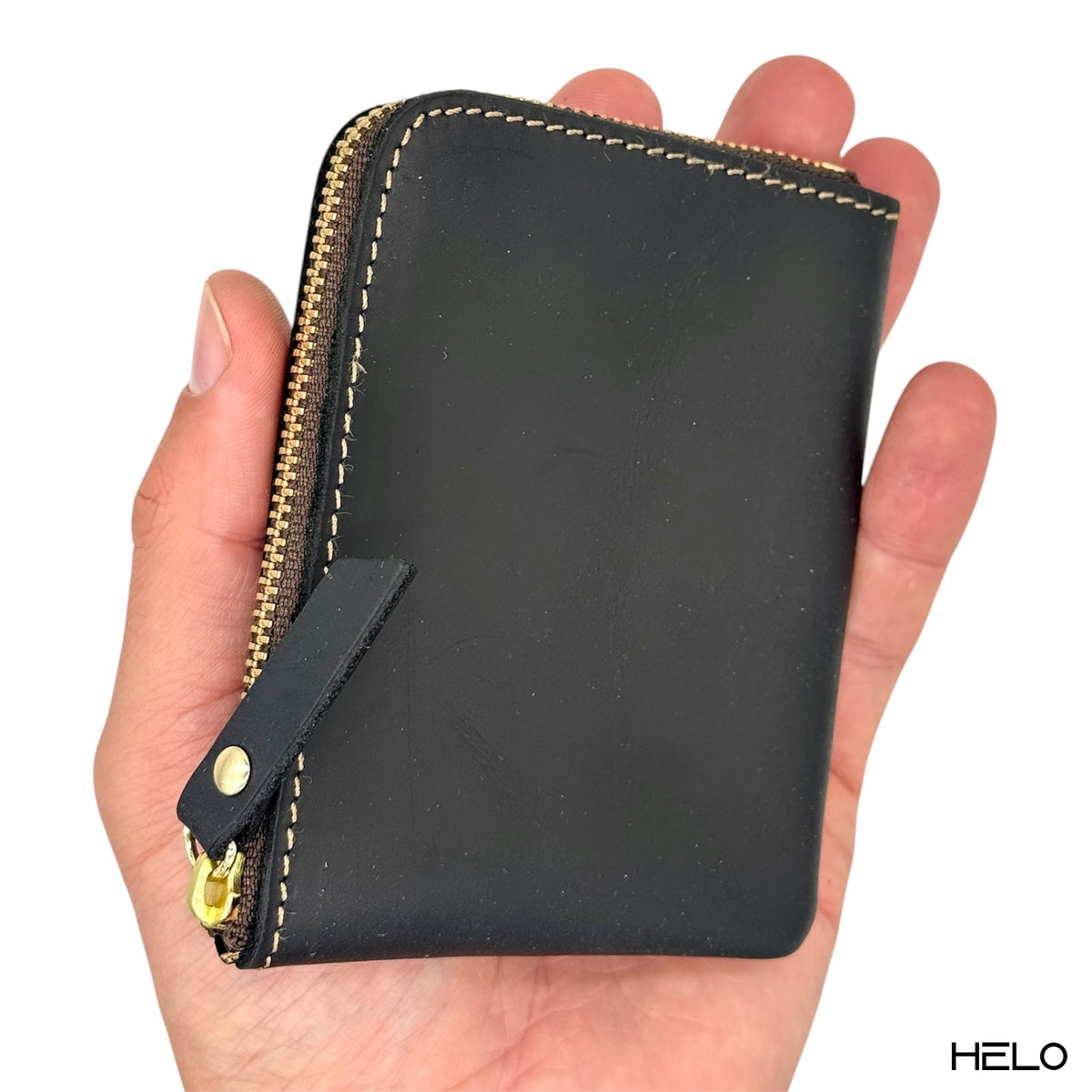 HELO Portafoglio Uomo Sottile in Vera Pelle con Portamonete