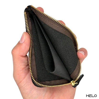 HELO Portafoglio Uomo Sottile in Vera Pelle con Portamonete